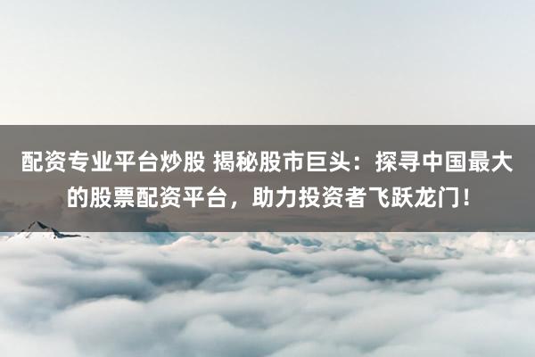 配资专业平台炒股 揭秘股市巨头：探寻中国最大的股票配资平台，助力投资者飞跃龙门！